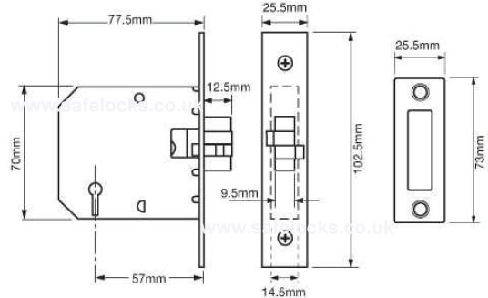 Union 2477 3 Lever Sliding Mortice Deadlock